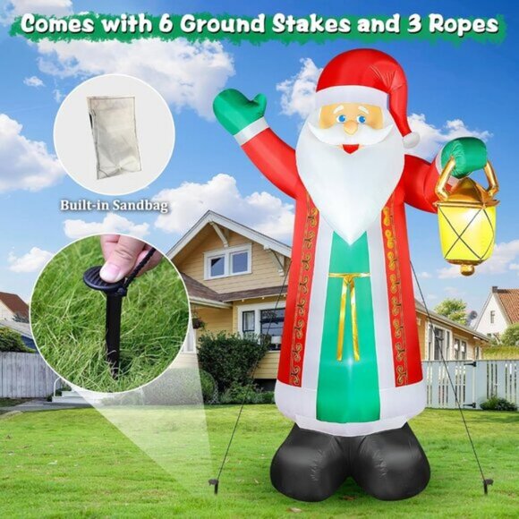 ⚡10 FT Christmas Inflatable Santa Claus Lantern Green Gloves Outdoor Decoration - Picture 5 of 6